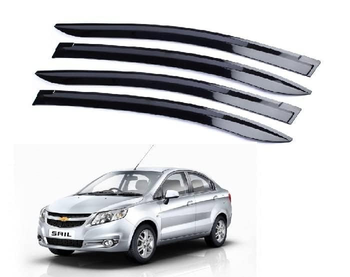 Unbreakable Injection Molded Car Side Window Deflector, Door Visor, Wind Guard, Rain Guard Compatible with Chevrolet Sail Set of-4pcs-image-26