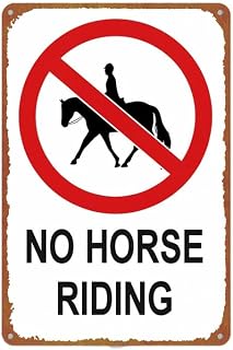 Interesting Metal Sign No Horse Riding Warning Wall Decor 8x12 Inch