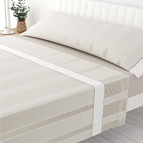 Victorio & Lucchino Juego de Sábanas Estampadas de Verano 100% Algodón Percal (Cama 90cm (1 Almohada), Emily - Beige)