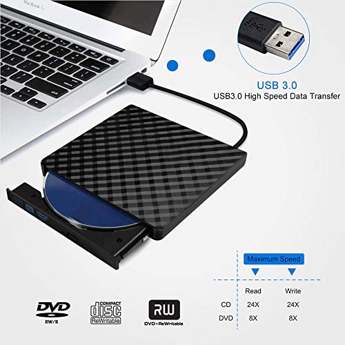 image for External CD Drive, USB 3.0 Slim External CD DVD ROM Drive Writer Reade