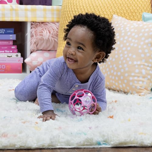 Image of Disney Baby Minnie Mouse Oball Easy Grasp Rattle Along Buddy Infant Toy in Pink, Age Newborn and up