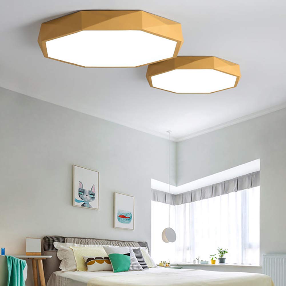 Amarillo Led Lámpara De Techo Accesorio Moderno Metal Base Plafon Led Techo Con Remoto Regulable Plafon Led Techo Para Pasillo Escalera Casa Cocina Porche Entrada-Luz cálida 40cm