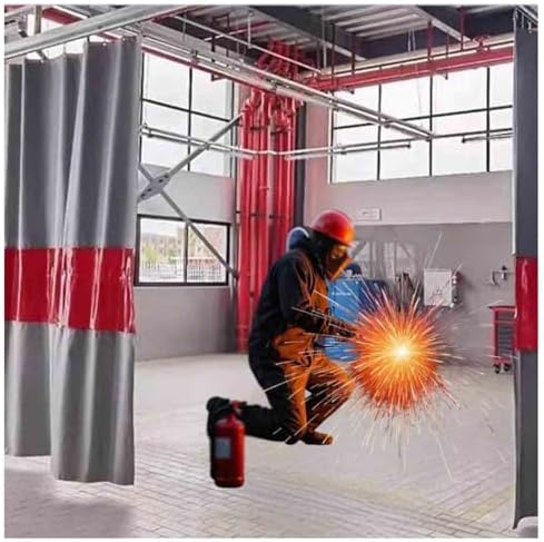 Industrial Welding Curtain Screen with Copper Grommets & Viewing Window - 7x2.5m (23x8.3ft) - Heavy-Duty Welding Protection for Workshops & Factories