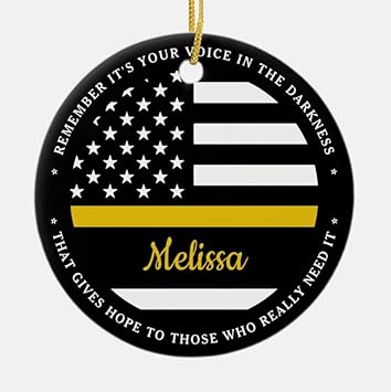 Custom 911 Dispatcher Ornaments for Christmas 2023, Personalized Thin Gold Line Dispatcher MDF Prints Ornaments, Dispatcher Gifts for Women Men, Christmas Xmas Ornaments Tree Hanging Decorations