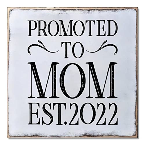 Plaque en bois Promoted To Mom cadeau de baby shower et naissance