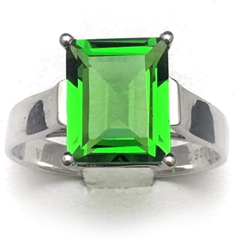 R0737 Classic Mt St Helens Helenite Rectangle (8x10mm) 1.65Ct Sterling Silver Ring