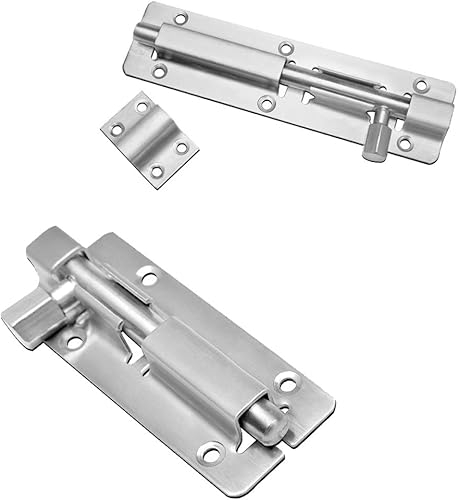 Miniatura 6 de Cerradura de puerta AnBT, resistente acero inoxidable cepillado engrosado, cierre de tornillo de barril deslizante para puerta (7,8")