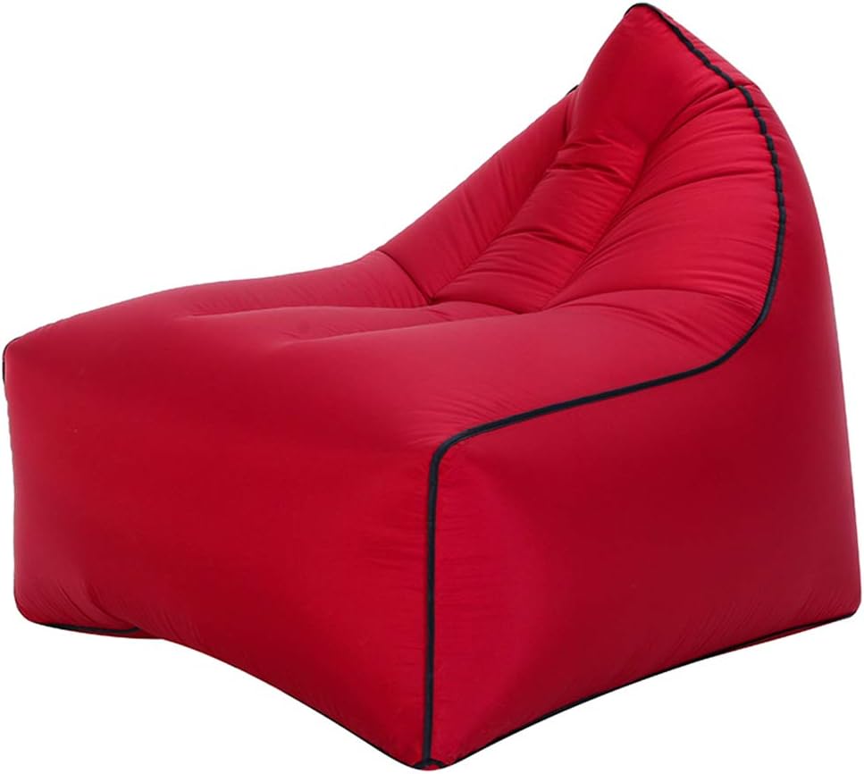 ROM Inflatable Sofa Camping Lounger Air Sofa Lazy Sleeping Mattress Couch Pad Carrying Bag Bed, 60 * 40 * 50Cm,Winered