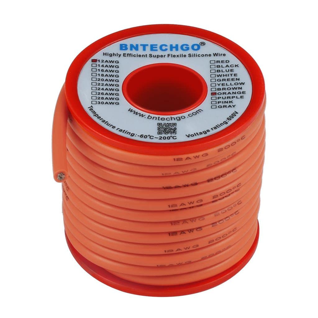 BNTECHGO 12 Gauge Silicone Wire Kit Red Black White Blue and Green Each 25ft 12 AWG Stranded Tinned Copper Wire