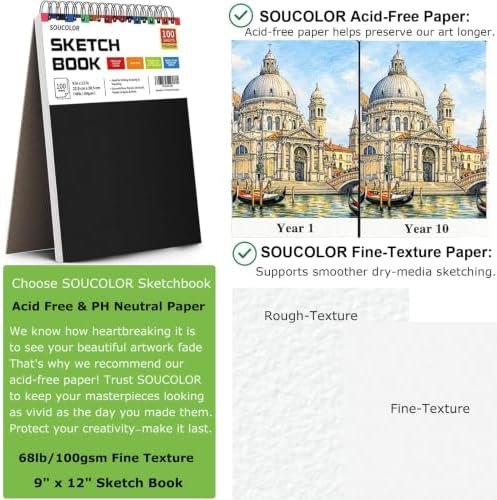 Soucolor Sketch Book 9" x 12", 100 Sheets Kids Art Sketchbook Drawing Pad — view 7