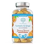 Turmeric Curcumin Gummies with Ginger - 120 Natural Orange Flavour Juicy Yummy Gummies – with a Huge 95% curcuminoids, Vegan & Gelatin Free – 2 Month Supply for Men, Women & Children – Made in the UK