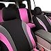 CAR PASS Line Rider Sporty Cloth 11PCS Universal Fit Car Seat Cover -100% Breathable with 5mm Composite Sponge Inside,Airbag Compatible,3zipper Bench(Full Set, Black and Pink)