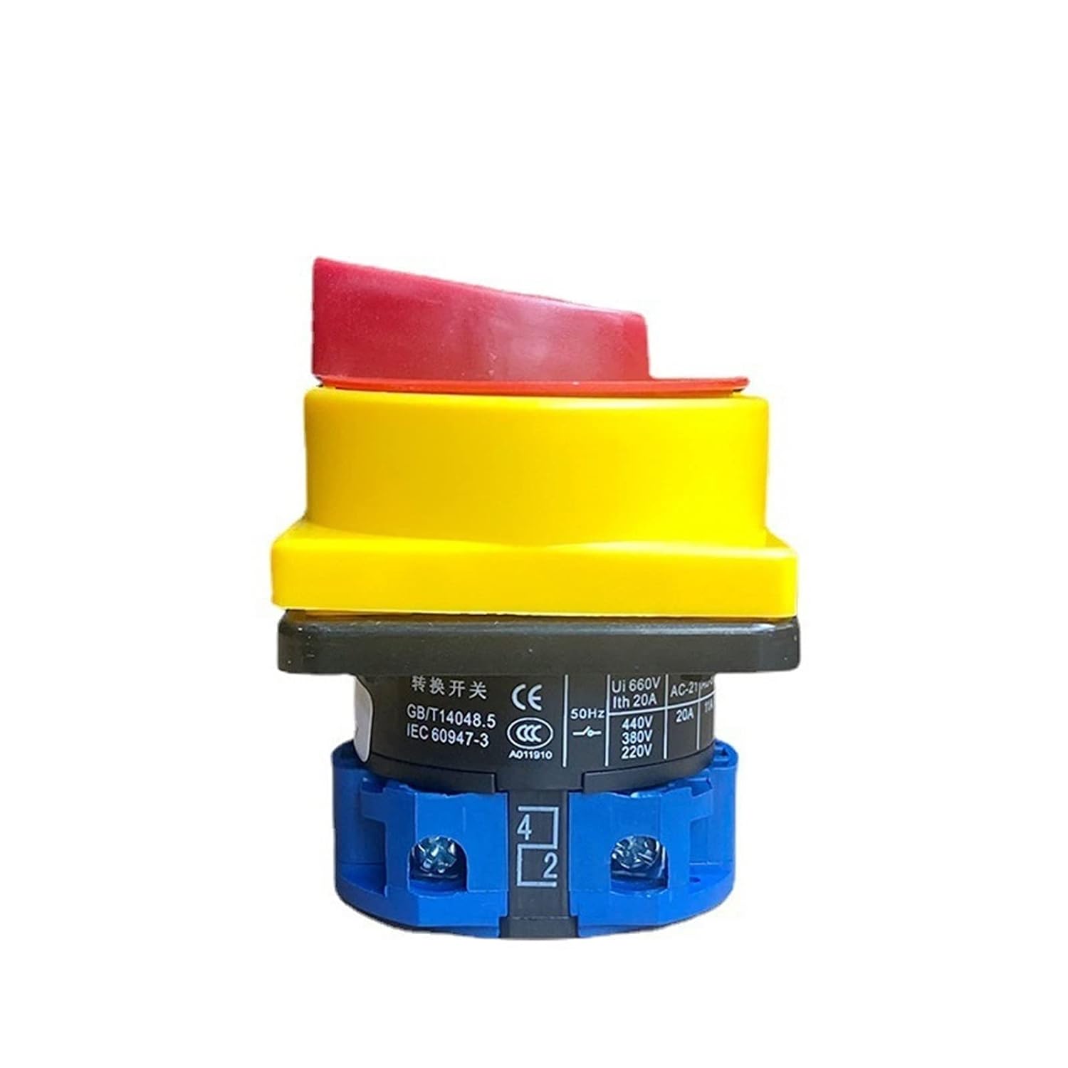 On Off Switch 2 Position Selector Changeover 20A 1 Pole Pad Lock Main Cam Rotary Switches Emergency Stop YMW26-20/1GS 1Pcs