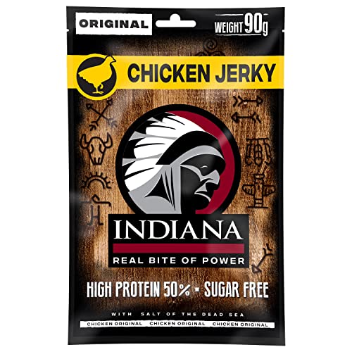 INDIANA BEEF JERKY Trockenfleisch, High Protein, ohne Zuckerzusatz (10 x 90g, Chicken Jerky)