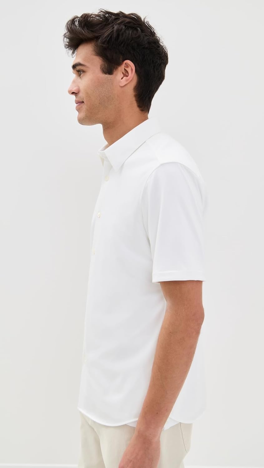 Theory Men's Structure Knit Irving Short Sleeve Shirt - Image 4