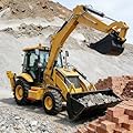 Towable Mini Backhoe Loader with Front Loader and Rear Excavator, Small Digger Machine for Light Construction Agriculture and Drainage
