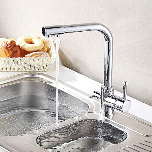 Robinet de cuisine en cuivre premium mitigeur double poignée design minimaliste chaud froid