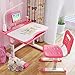 Produktbild DNNAL Kinder Schreibtisch und Stuhl Set, Verstellbarer Schreibtischstuhl aus Holz mit kippbarer Antireflex-Tischplatte und LED-Licht,Rosa