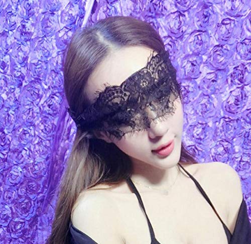 QINGQU Women's Erotic Bodystockings Erotic Sleepwear & Robe Sets Erotic Lingerie Sexy lace Eye mask Bracelet Set Eyelashes lace Eye mask Black Eye mask