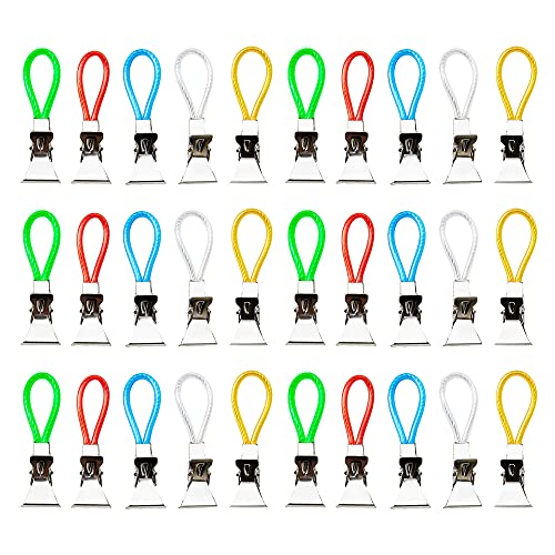 XINGSUI 30 Pcs Tea Towel Clip,Cloth Hanging Clips,Metal Clip with Hooks,for Hanging Beach Towel,Bath Towel(5 Color)