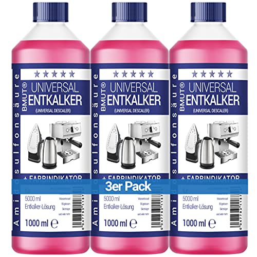 Descalcificador universal de 1000 ml para cafeteras automáticas y máquinas de café, para 8 operaciones de descalcificación 125 ml cada una, 3 botellas