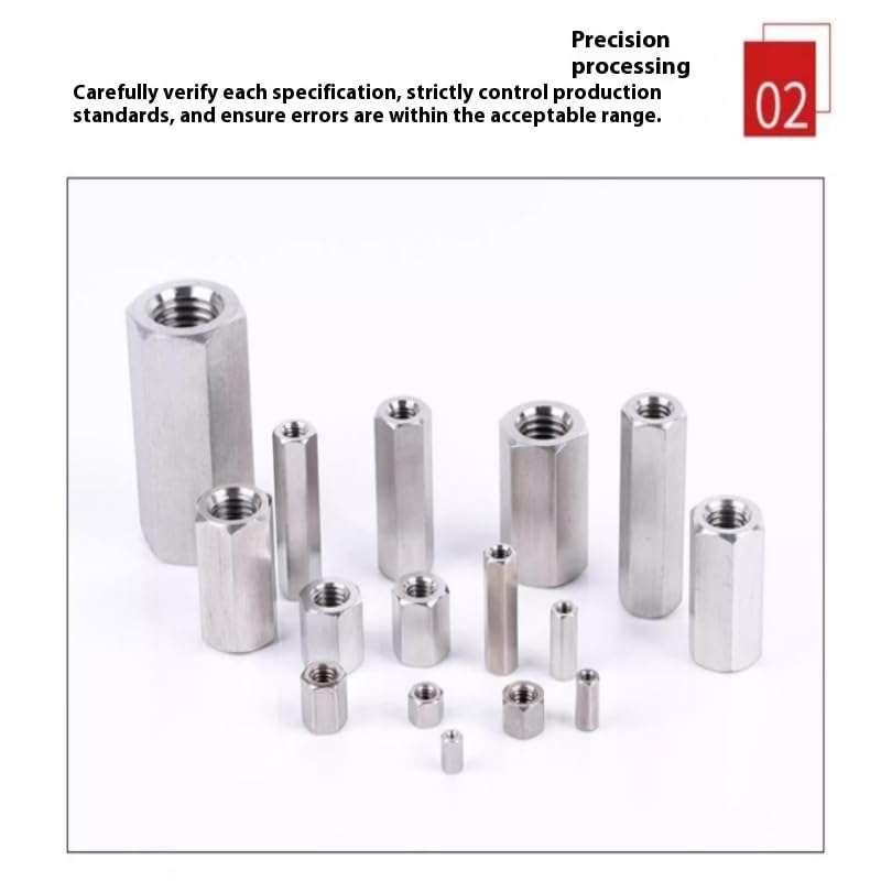 Tuercas de conexión redondas, Tuerca hexagonal larga M8 de acero inoxidable 304, x 13 (9-60) mm, paquete 2 o 5(M8x13x55-2PCS)