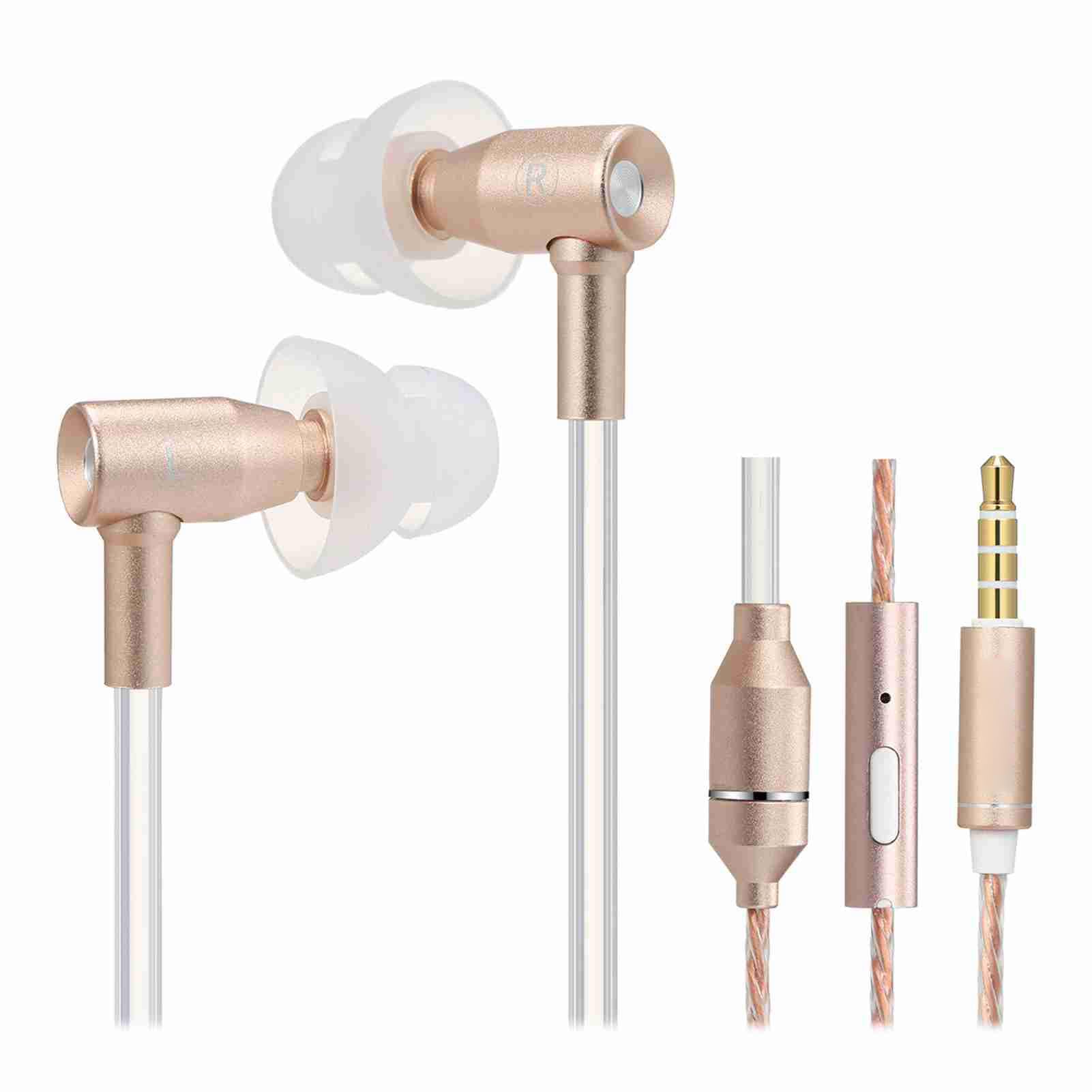 Auricolari Intrauricolari Cablati Airtube da 3,5 Mm con Riduzione del Rumore, Cuffie per Telefono con Tubo 'aria, Riduzione delle Radiazioni Al 98% per, Tablet, Auricolari Dorati (Oro)