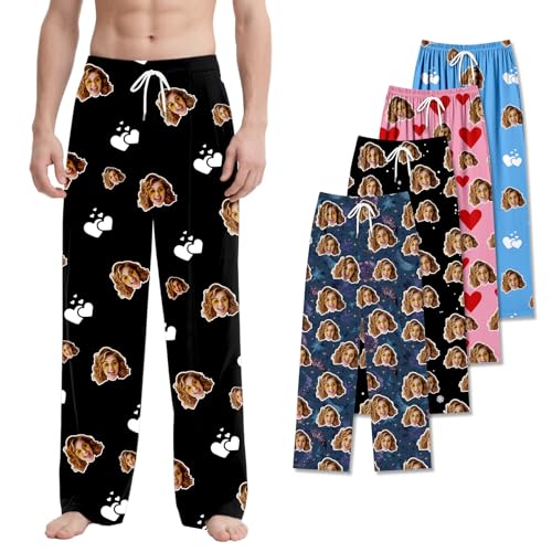 Custom Pajama Pants with Photo Pet Face - Personalized Funny Pajamas Pants for Women Men,Customized Pjs Gifts - Main Image
