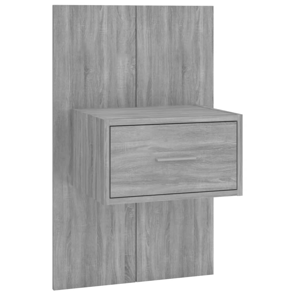 Mesita de noche multifuncional de pared hecha de material de madera para montaje en pared con cajón – Mesita de noche montada en la pared con almacenamiento gris Sonoma 2 unidades