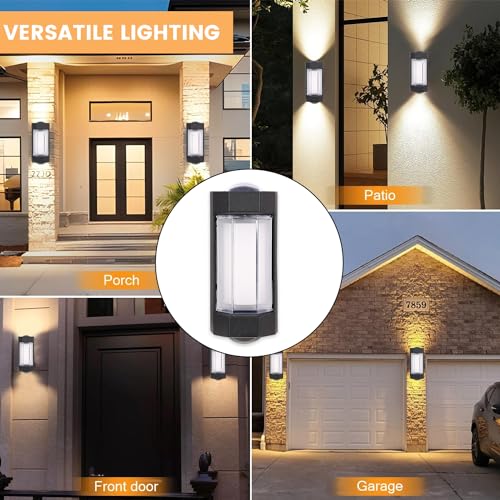 Image of GIGAWATTS 4W LED Wall Light Anthracite Up & Down 2 Way Exterior Lamp BIS Approved Outdoor Sconce Mounted Fixture for Home Balcony Garden Patio Gate (Warm White, Pack of 1)