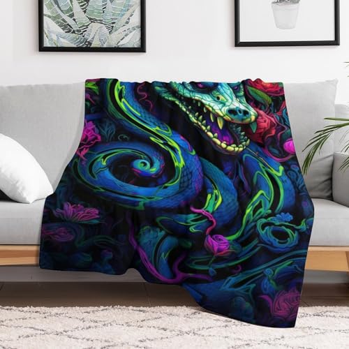 Couverture serpent 3D impression chaude et moelleuse en flanelle