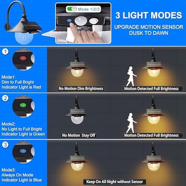 Moodyfei Solar Barn Lights Solar Wall Lanterns Sconce Rustic Vintage