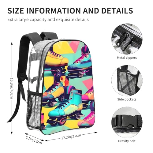 Sac à dos rétro avec imprimé coloré et transparent pour travail - 4