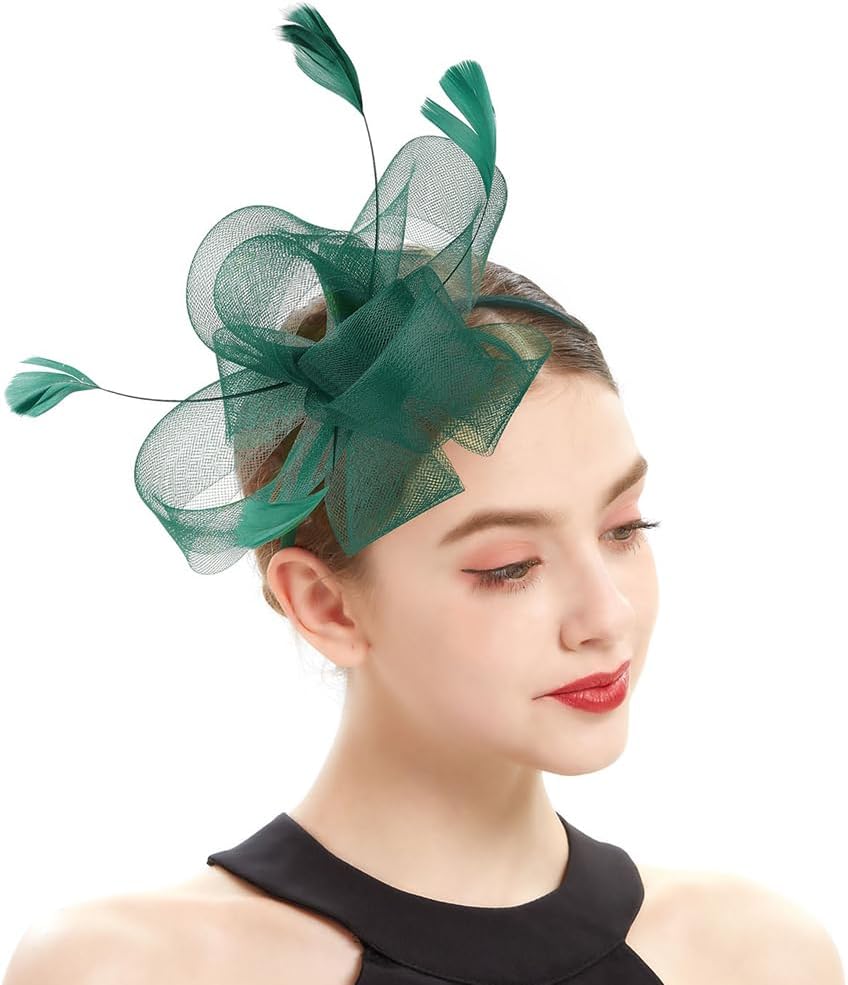 KALLORY Fascinator Headband Fascinator Hat Clip Headband Feather