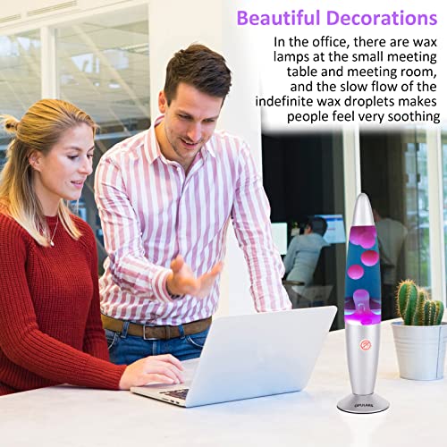 Opulars Lava Lamp Motion Lamps For Adults Purple Lamps For Kids Teens, 13.5-Inch Silver Base Lamp With Purple Wax In Blue Liquid, Mood Light For Bedrooms Birthday Gift Christmas Festival Decorations #TOP4