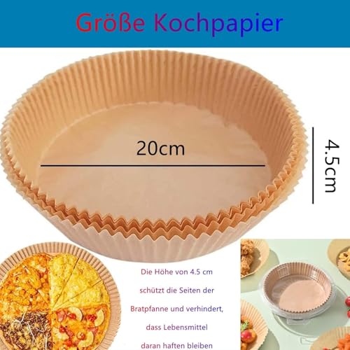 30-Pack Air Fryer Disposable Baking Paper, Round Parchment, Waterproof & Oil-Proof for Frying Pan, Oven, Grill and Hot A