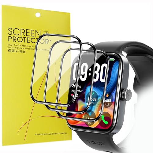 Lamshaw Compatible for TOZO S4 Smart Watch Screen Protector, [3 Pack] 3D Full Coverage PET Soft Screen Protector Film Compatible for TOZO S4 AcuFit One 1.78-inch Smart Watch (3 Pack)