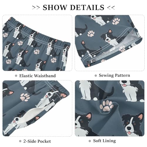 ALAZA Blue Dog Paw Print Puppy Pajama Shorts Elastic Waist Casual Sleep Shorts with Pockets Size 6-143