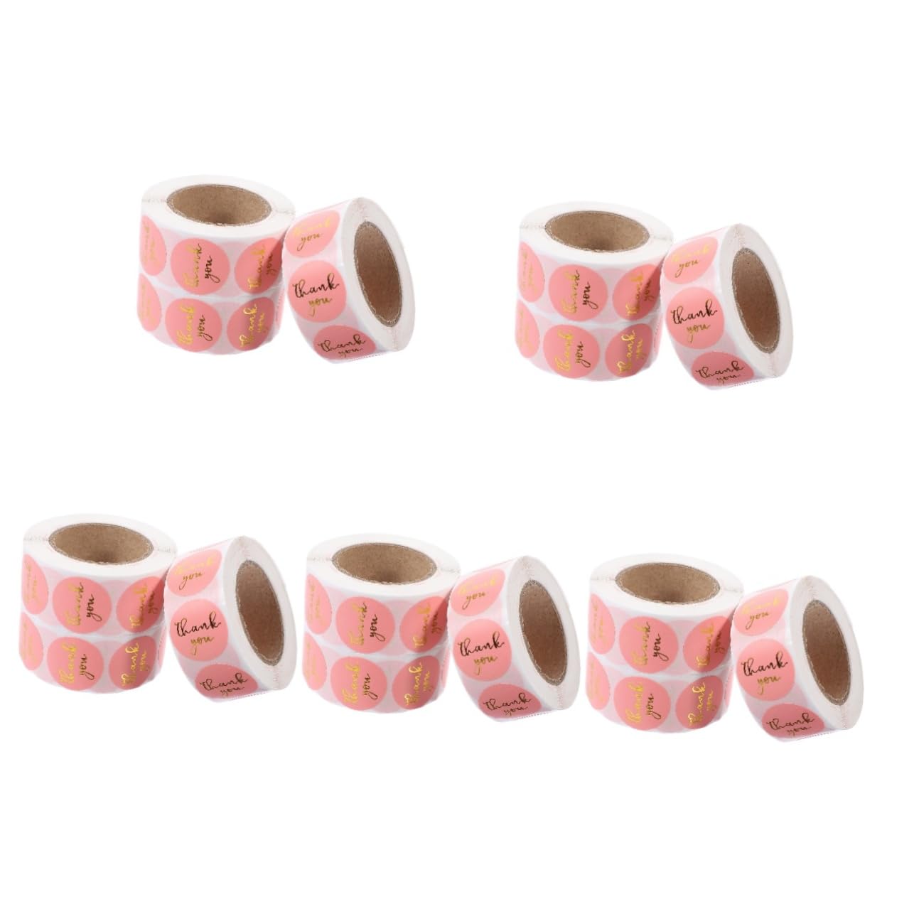 5 Sätze Aufkleberpapier Danke Karten Band Umwickeln Punkt Etikett Personalisierte Sticker Personalisierte Aufkleber Briefversorgung Dankesaufkleber Für Rosa 3 Rollen * 5