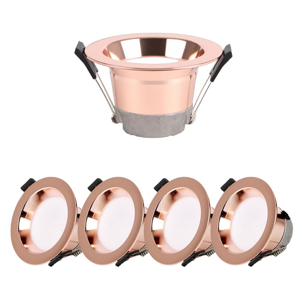 WLBHWL 3.5in/4.5in LED Recessed Retrofit Downlight,5W/7W, 3CCT Color Adjustable 3000K | 4000K | 6500K, Dimmable Can Light, Rose Gold Baffle Trim, Anti-glare LED Ceiling Light, Smooth Trim