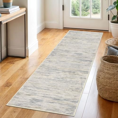 2x6 Gray Beige Neutral Multi Modern Abstract Runner Rug for Hallways, Super Soft Hallway Decor Kitchen Rugs with Non-Slip, Non-Shedding Washable Runners for Entryway Laundry Indoor