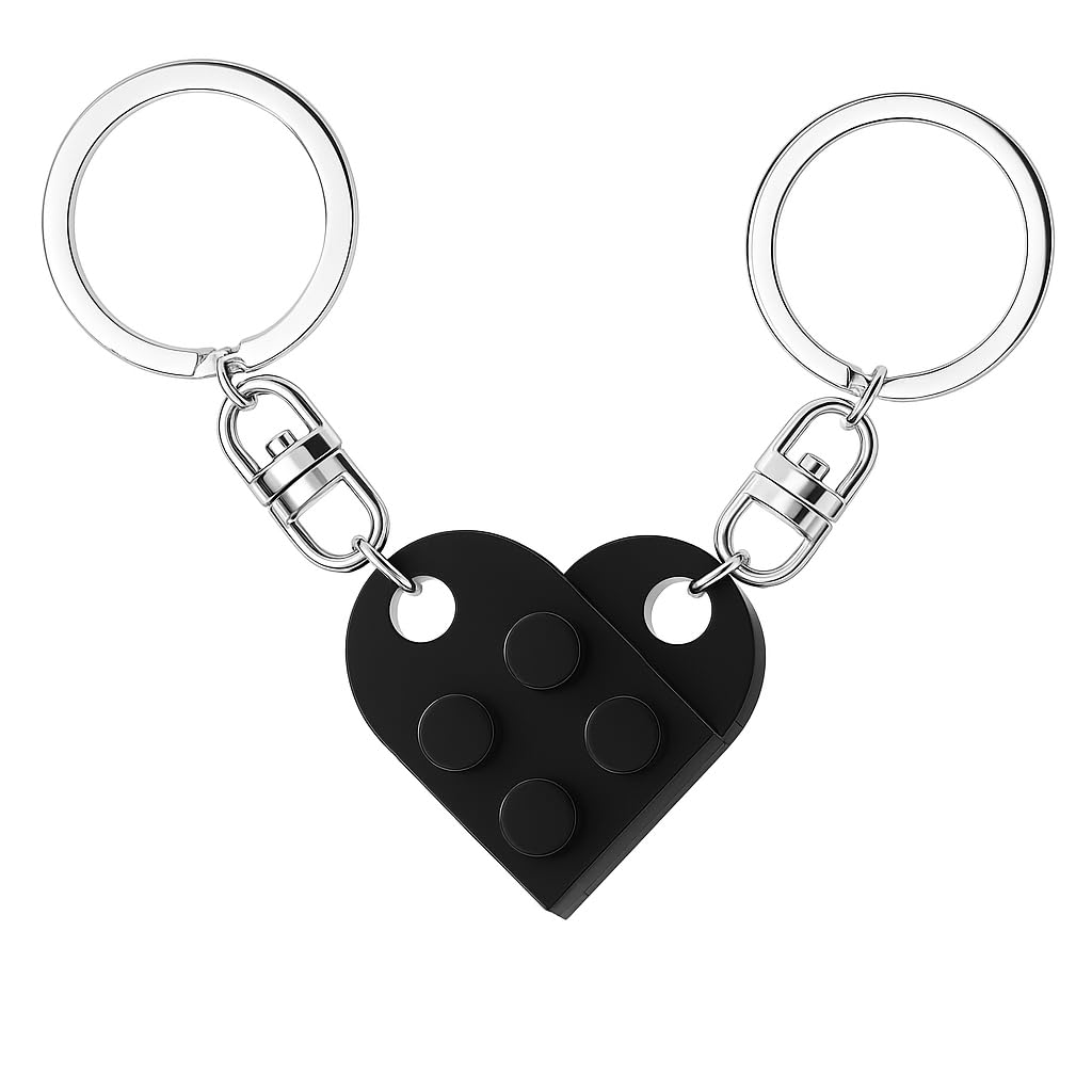 MPK Brick Matching Couple Heart Keychain, Gifts for Him Her Boyfriend Girlfriend Christmas, Wedding Anniversary Birthday Gift