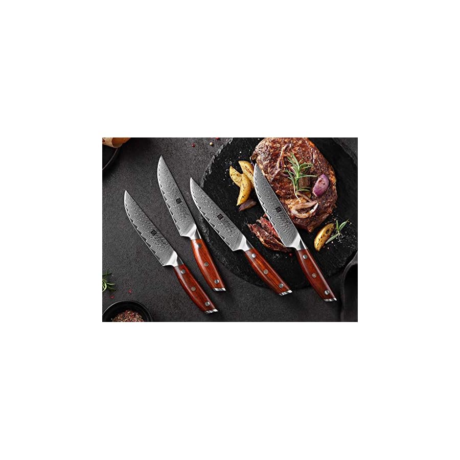 XINZUO-Steak-Knife-Set-of-4Damascus-Kitchen-Steak-Knife-Set5-Inch-Dinner-Knife-Set-Table-KnivesNon-Serrated-Steak-KnivesRazor-Sharp-Dinner-Knives-with-Ergonomic-Rosewood-HandleGift-Box XINZUO Steak Knife Set of 4, Damascus Kitchen Steak Knife Set, 5 Inch Dinner Knife Set-Table Knives, Non Serrated Steak Knives, Razor-Sharp Dinner Knives with Ergonomic Rosewood Handle, Gift Box