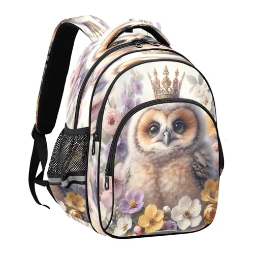 17 Inch Kids Backpack for Girls Boys, Cute Owl and Flowers Durable Backpack for Kids2