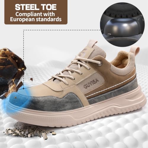 Image of Steel Toe Shoes for Women and Men, Lightweight Safety Work Shoes, Puncture Resistant Cushioned Low Top Work Sneakers for Warehouse Factory Construction