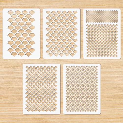 Molain 5 plantillas de escamas de peces, plantillas de pintura facial, plantillas reutilizables, plantillas de pintura...