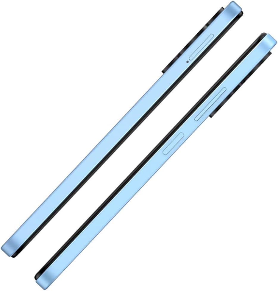 옆 view of Itel A50 showing SIM tray and power/volume buttons.