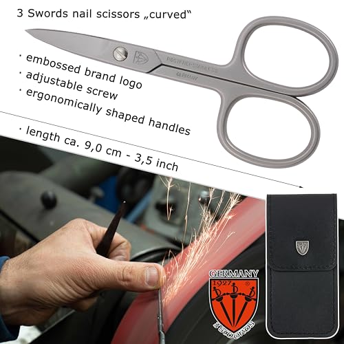 3 Swords Germany - brand quality STAINLESS STEEL INOX CURVED NAIL SCISSORS (1 PIECE) with case for manicure pedicure - nail care by 3 Swords - Made in Germany - Thumbnail 4