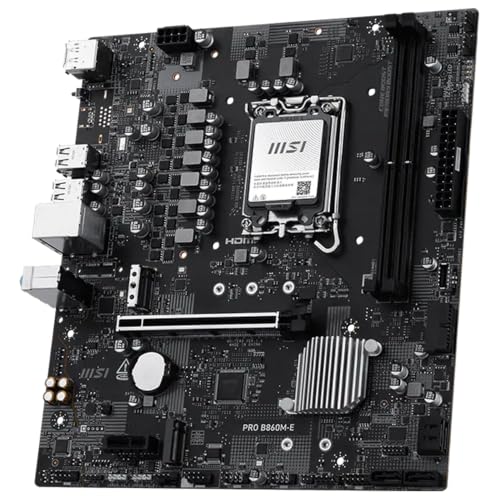 Image of MSI PRO B860M-E Motherboard, mATX - Supports Intel Core Ultra Processors (Series 2), LGA 1851 - Direct 6 Phases, DDR5 Memory Boost (up to 9066+ MT /s OC), PCIe 5.0 x16, M.2 Gen5, 5G LAN