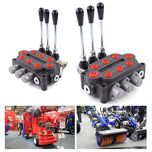 QIZHI 25 GPM Hydraulic Directional Control Valve for Small Tractor Tractor Loader Log Splitter Valve,3 Spool, Double Acting Directional Control Valve Double Acting Cylinder Spool,3000PSI